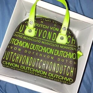 Von Dutch Women's Neon Green and Black Handbag